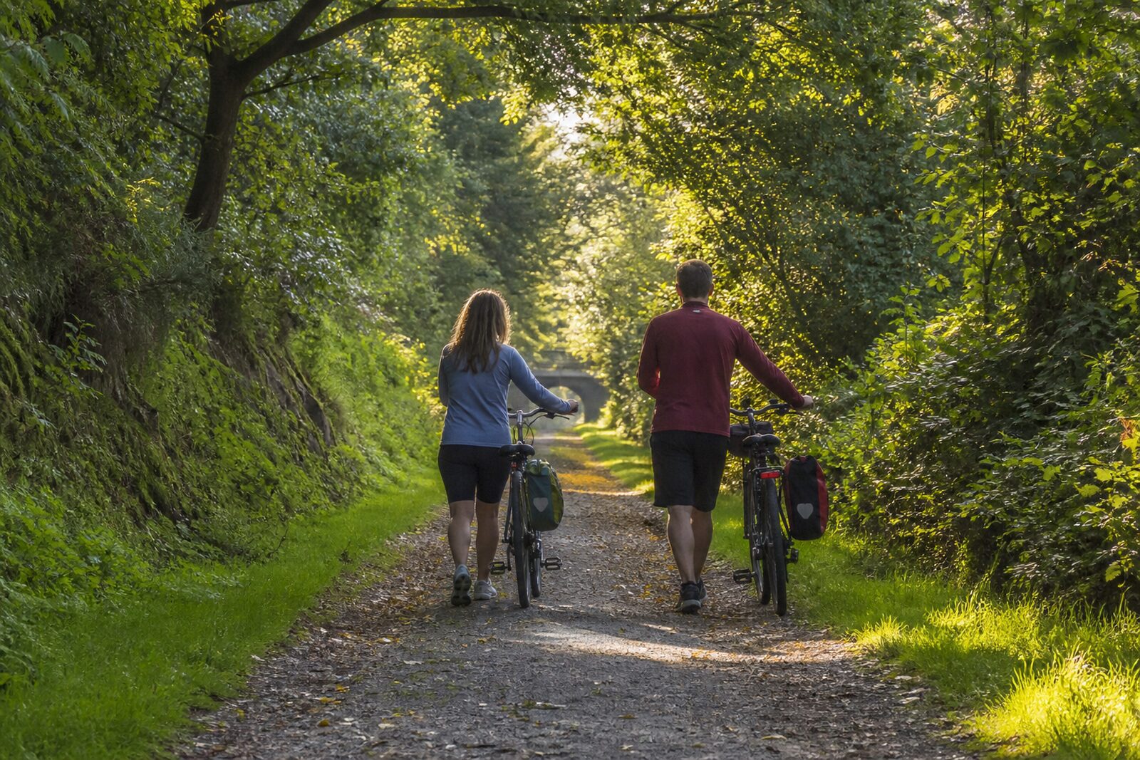 Walkers and cyclists on the Derwent Walk